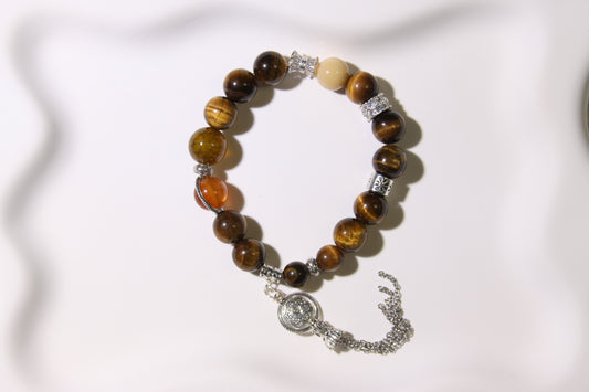 Earth's Harmony Bracelet [Tiger's Eye, Red Agate, and Alaschan Fusion]