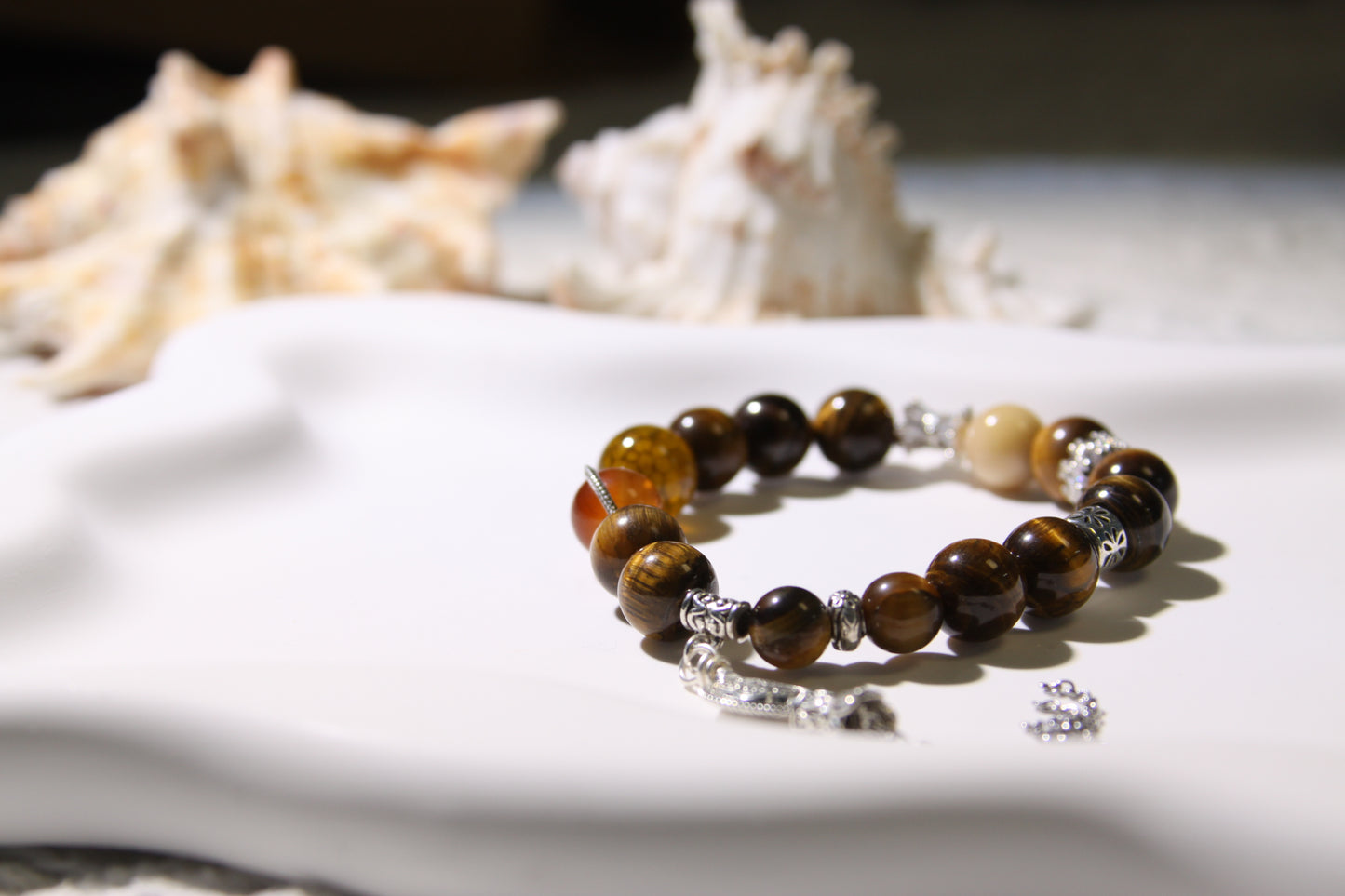 Earth's Harmony Bracelet [Tiger's Eye, Red Agate, and Alaschan Fusion]