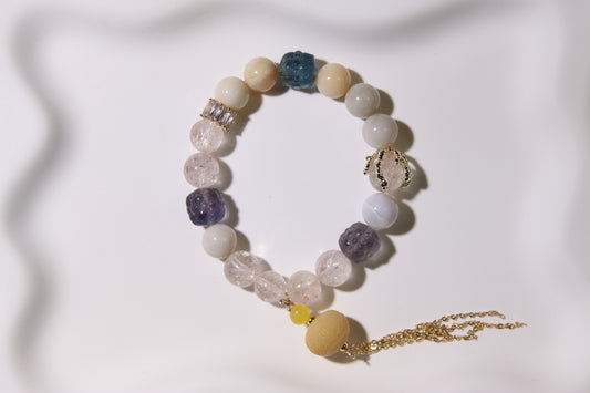 Zen Oasis Bracelet: A Fusion of Serenity and Wisdom[Pink Apatite, Alaschan Agate, Fluorite, Bodhi Seed]