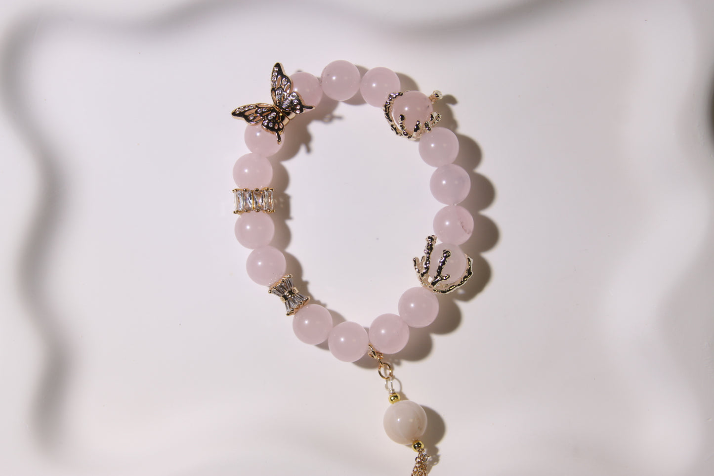 Blush Butterfly Dream Bracelet: A Symphony of Gentle Transformation[Pink Chalcedony, Alaschan Agate]