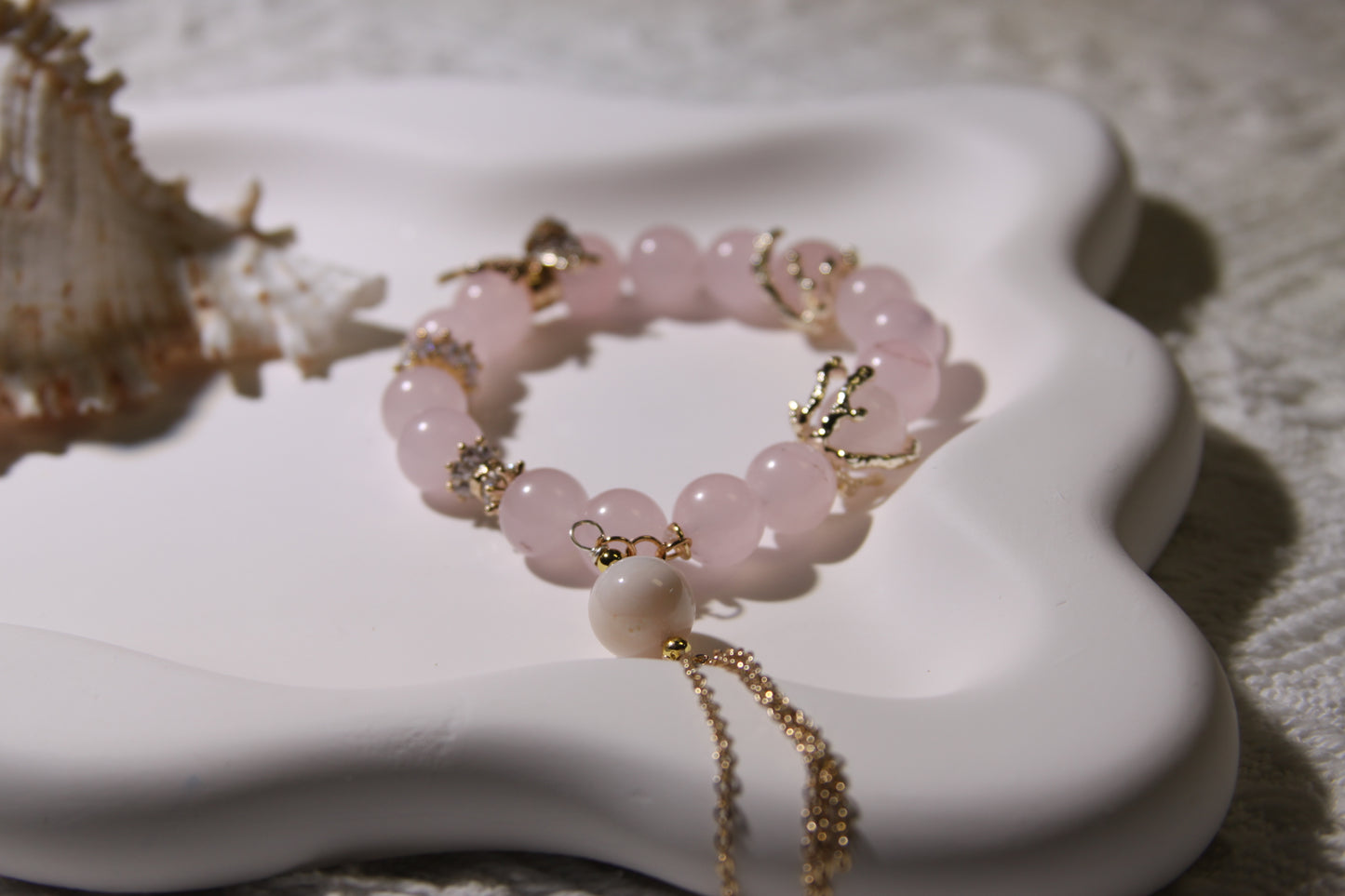 Blush Butterfly Dream Bracelet: A Symphony of Gentle Transformation[Pink Chalcedony, Alaschan Agate]