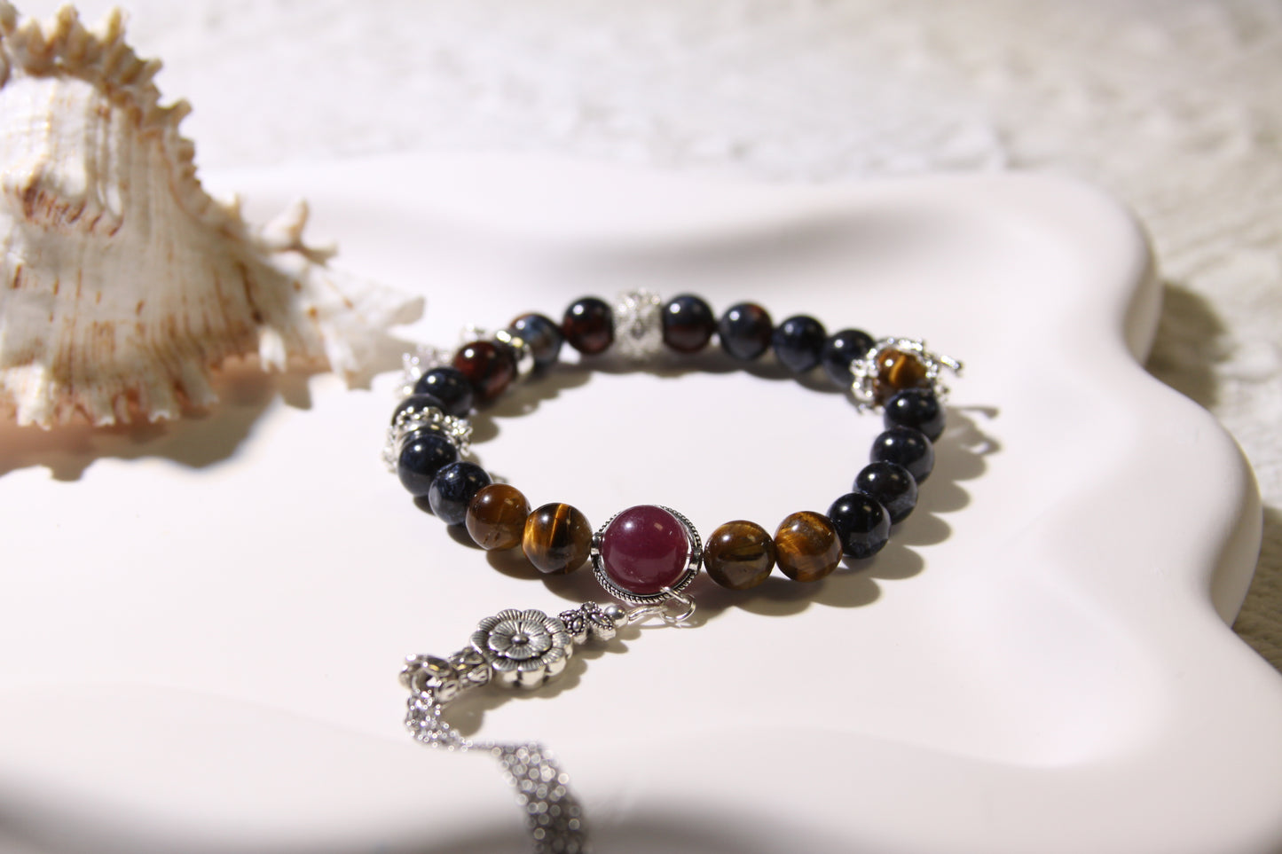 Astral Odyssey Bracelet: Crystallized Cosmic Journey[Pietersite, Tiger's Eye, Chalcedony]