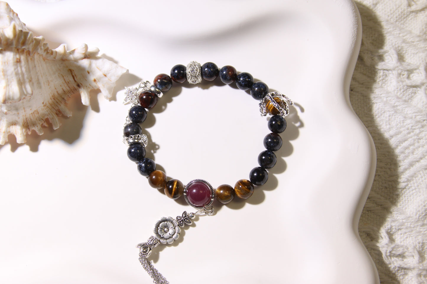 Astral Odyssey Bracelet: Crystallized Cosmic Journey[Pietersite, Tiger's Eye, Chalcedony]