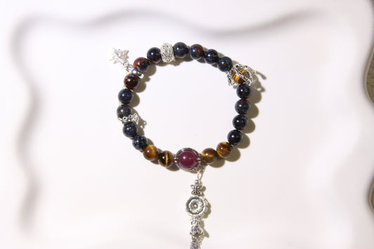 Astral Odyssey Bracelet: Crystallized Cosmic Journey[Pietersite, Tiger's Eye, Chalcedony]