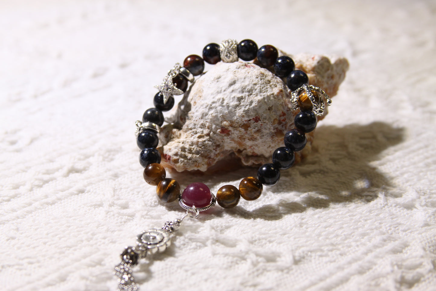 Astral Odyssey Bracelet: Crystallized Cosmic Journey[Pietersite, Tiger's Eye, Chalcedony]