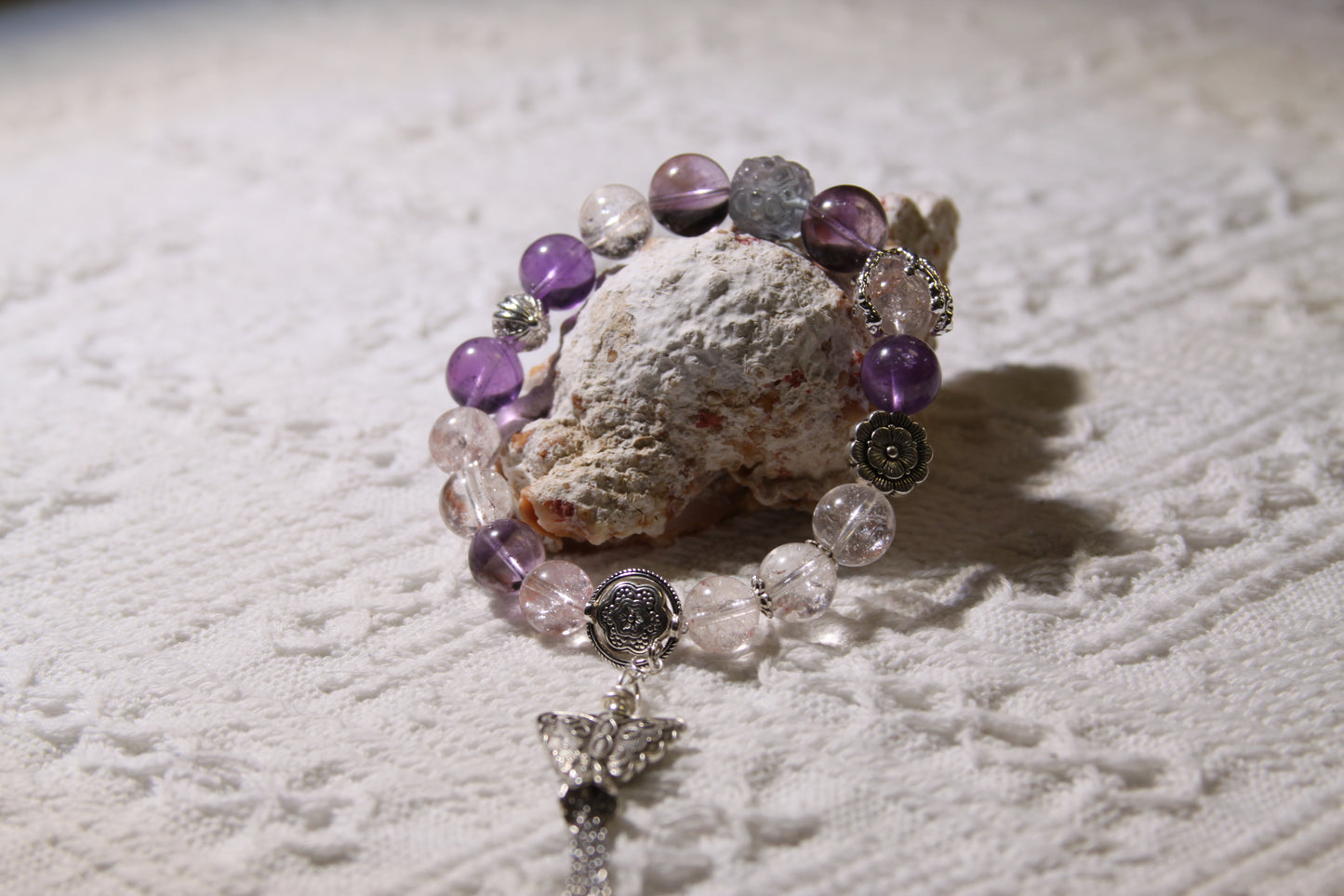 Serene Harmony Gemstone Bracelet[Pink Apatite, Amethyst, Fluorite]