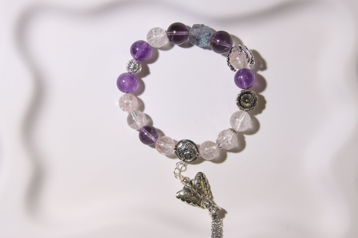 Serene Harmony Gemstone Bracelet[Pink Apatite, Amethyst, Fluorite]