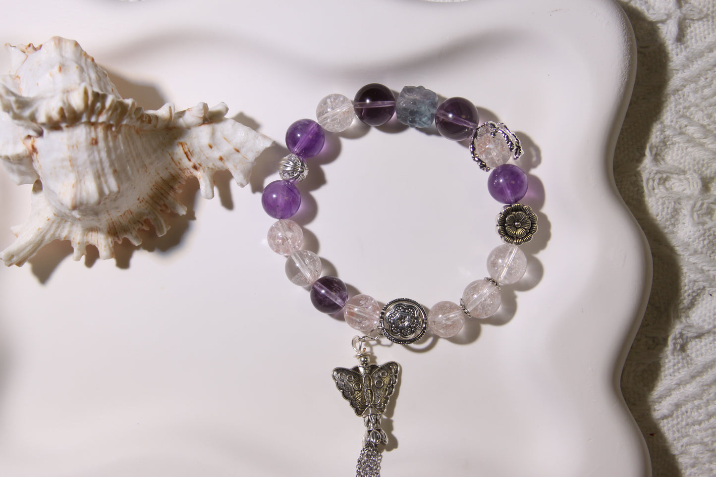 Serene Harmony Gemstone Bracelet[Pink Apatite, Amethyst, Fluorite]