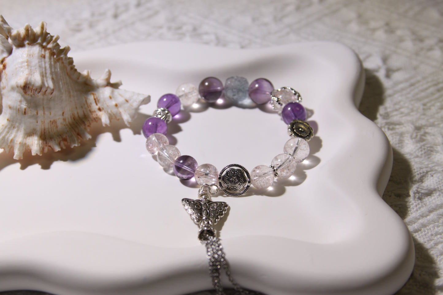 Serene Harmony Gemstone Bracelet[Pink Apatite, Amethyst, Fluorite]